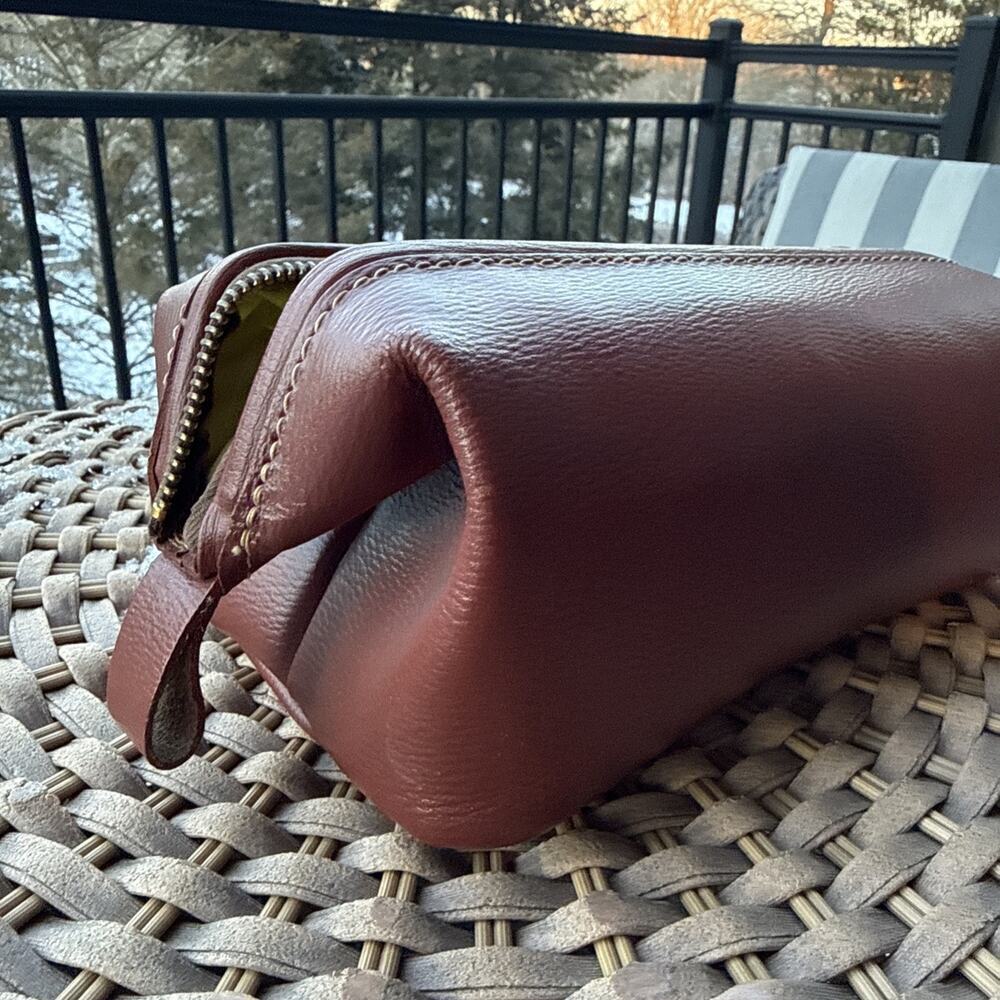 Shave Bag Leather Toiletry Dopp Kit Travel Vintage Softy Split Cowhide USA MADE